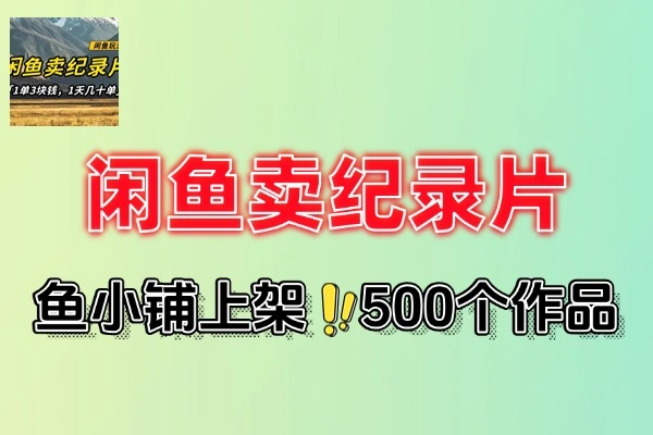 闲鱼卖纪录片1单3块钱1天几十单